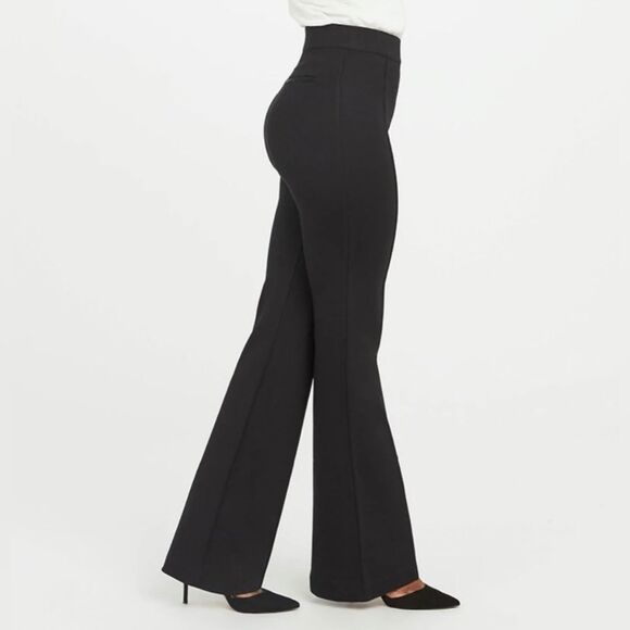 NWT SPANX 20252 The Perfect Hi Rise Flare Black Knit Ponte Pants Size L Petite - Picture 7 of 8